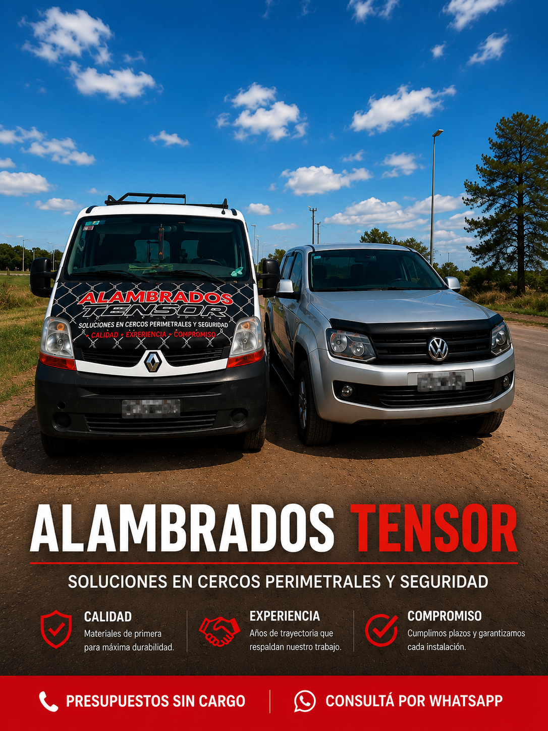 Equipo trabajando en un alambrado perimetral